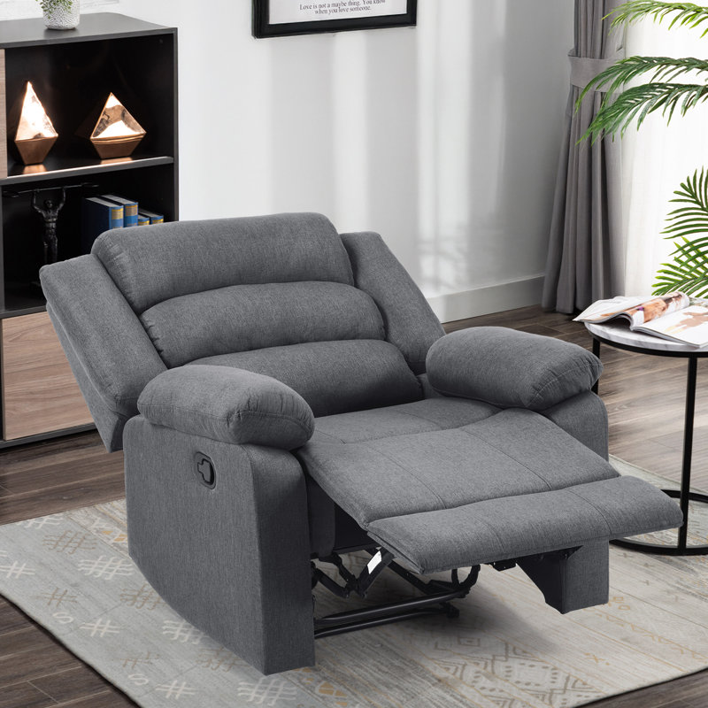 Jerneshia 38'' Wide Modern Overstuffed and Soft Manual Recliner, Gray
