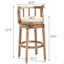 Tabourets de bar en cuir de vache avec dessus en bois, chaise de bar pivotante à 360 degrés avec dossier, tabourets de bar à hauteur de bar pour la cuisine, la salle à manger et le bar (beige, 1 pièce)-1574314582