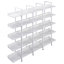 Bibliothèque ouverte à 5 niveaux avec structure en métal et tablettes en panneau de fibres à densité moyenne pour le bureau à domicile, solution de rangement de style industriel rétro.-122751245
