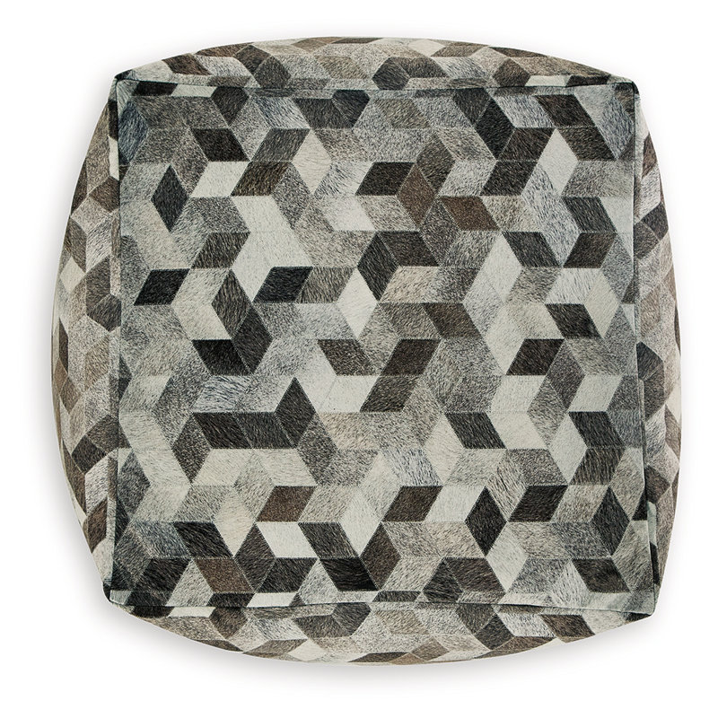 Geometric Gray and Brown Faux Hair Pouf