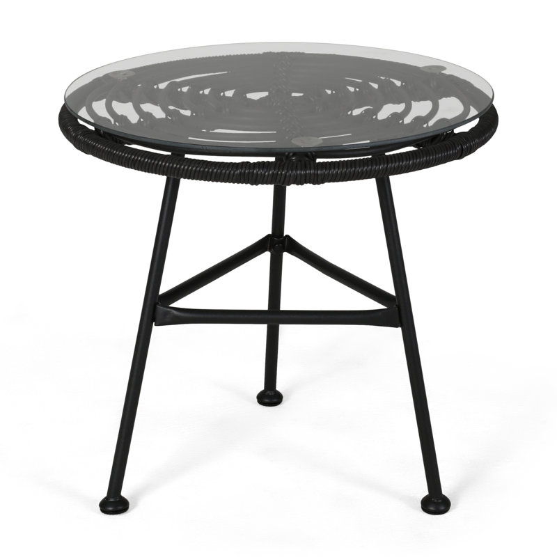 Grey Side Table With Elegant Tempered Glass Design And Stable Frame