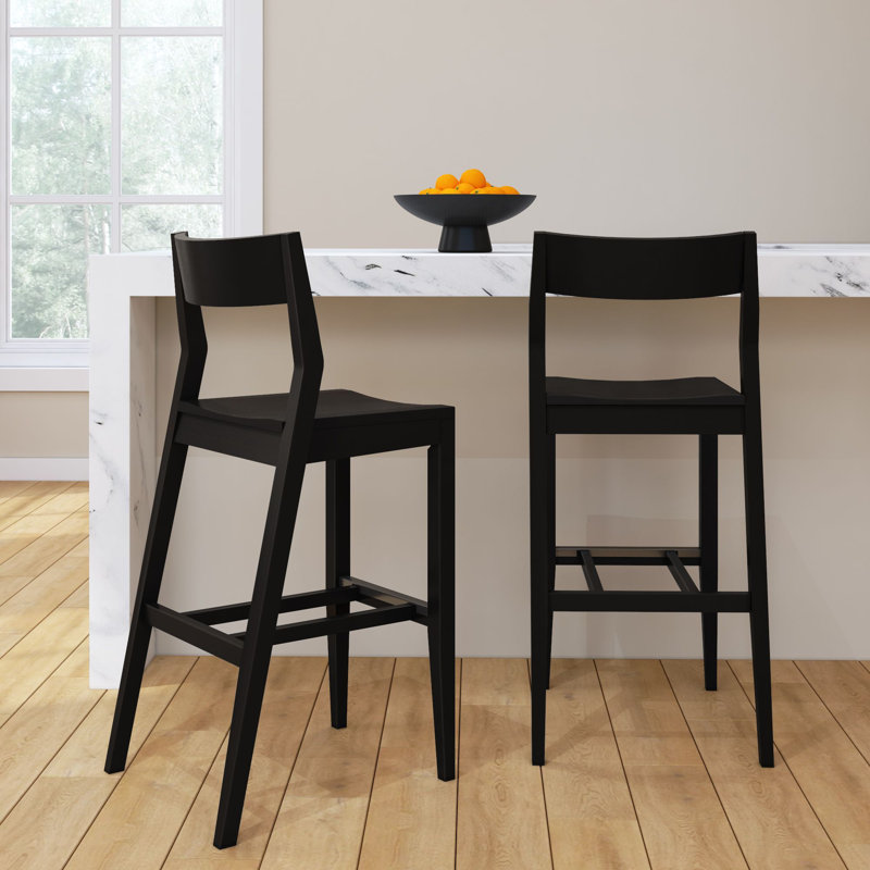 Modern Bar Height Chair (44in) - 2 Pack, Black, Black