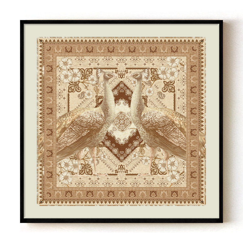 Peacock Monarchs, 40" H x 40" W, Black