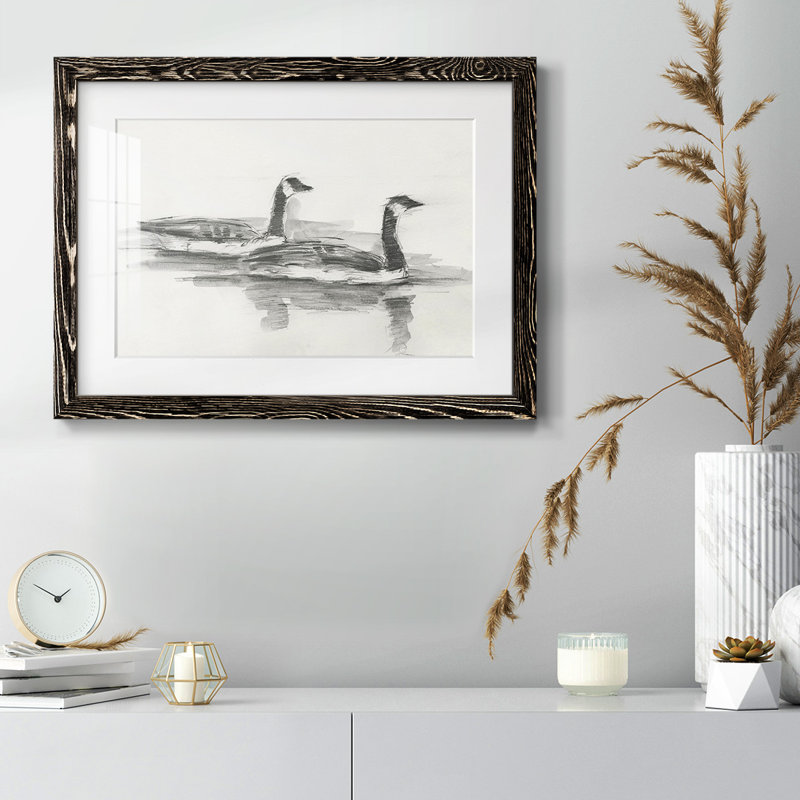 Geese Study I, reproduction d'art encadrée, H 28 po x l 42 po x P 1,5 po, Noir
