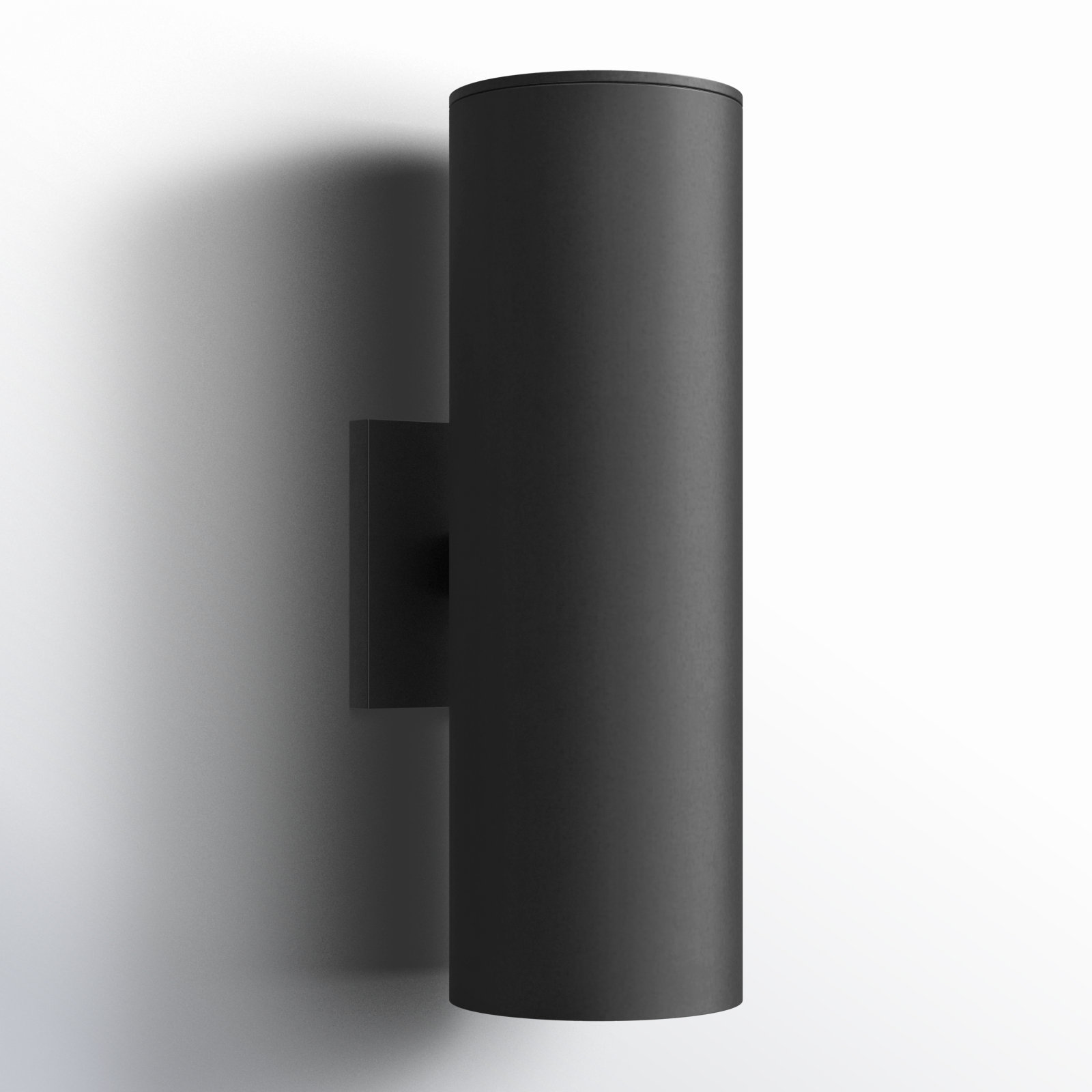 Covey Cylinder Outdoor LED Wall Light, Black, 15" H x 5" W x 6.25" D
