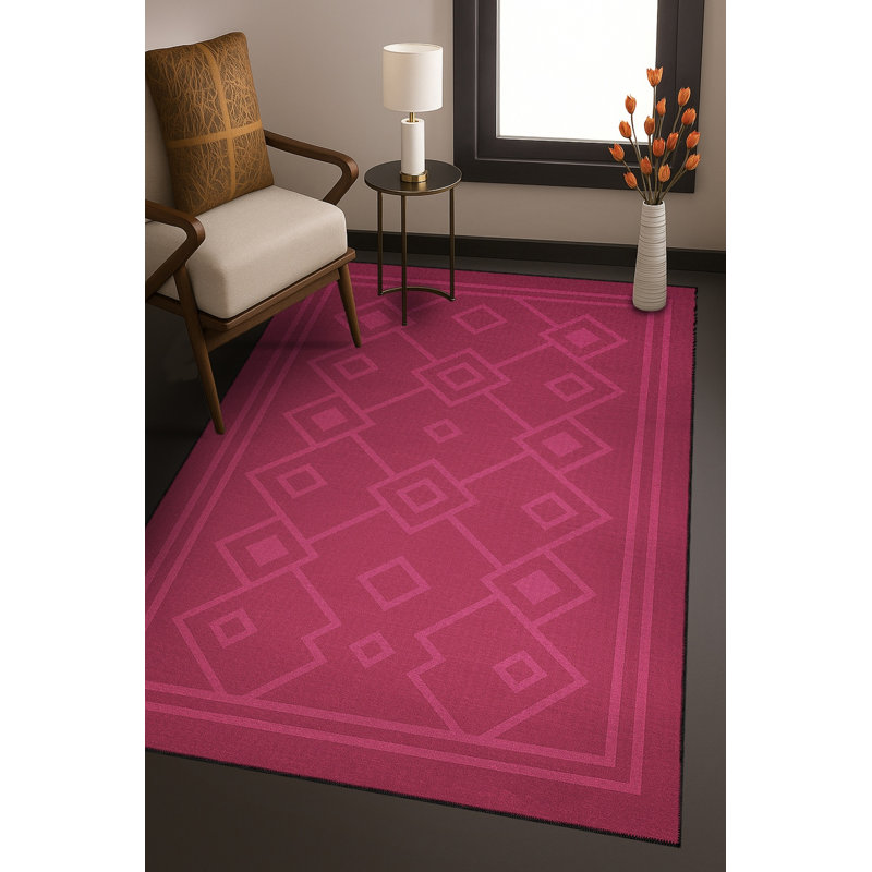 Tapis mauve à motif géométrique lavable Mosso, 2' x 2'11"