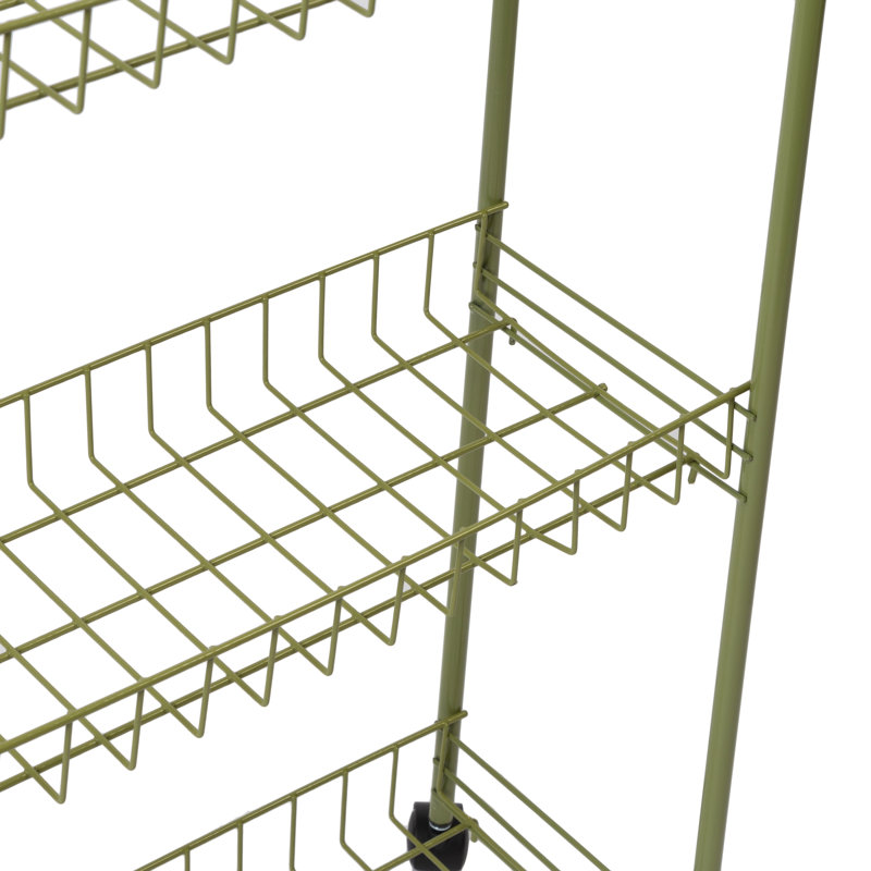 Olive Green 3-Tier Rust-Resistant Steel Rolling Cart