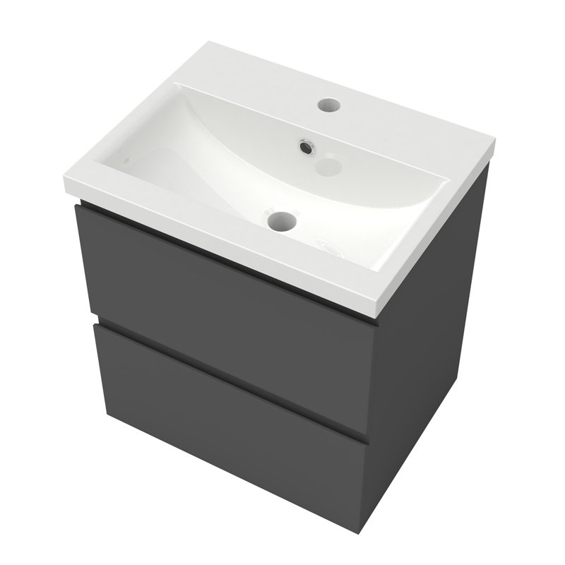 Noehmi 500mm Single Bathroom Vanity with Drop In Resin Basin, Grey
