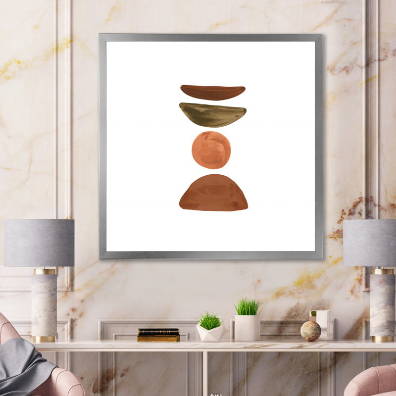 Minimal demi-lune et orange pleine lune - Impression sur toile, H 36 po x l 36 po x P 1 po, Cadre photo argenté