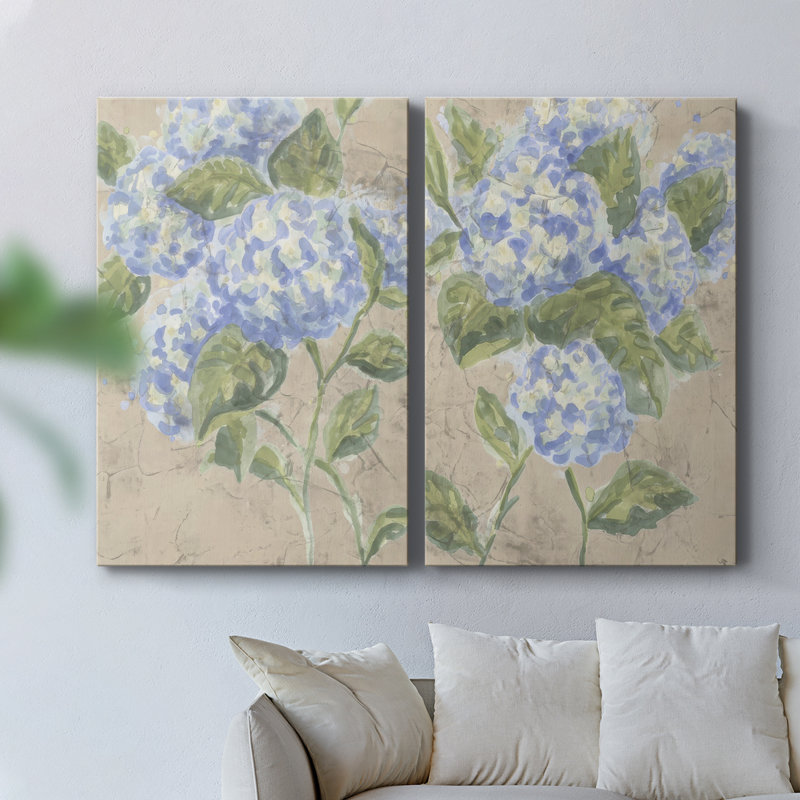 Vintage Hydrangea Fresco I-Premium Gallery Wrapped Canvas -Ready to Hang, 18" H x 24" W