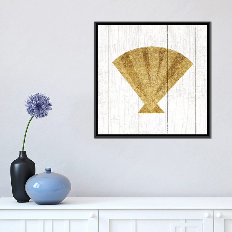 « beachscape series : shell ii », reproduction d’impression sur toile, H 37 po x l 37 po x P 1,5 po, Toile avec cadre noir