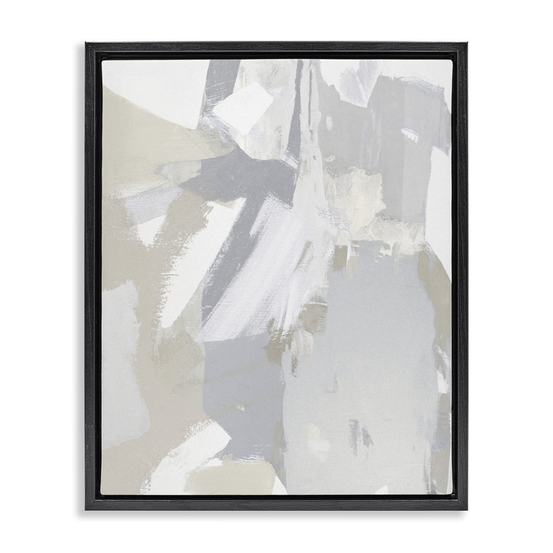 Cadre flottant gris et beige aux tons neutres, design par Rachel Springer, H 21 po x l 17 po, Cadre flottant noir de jais