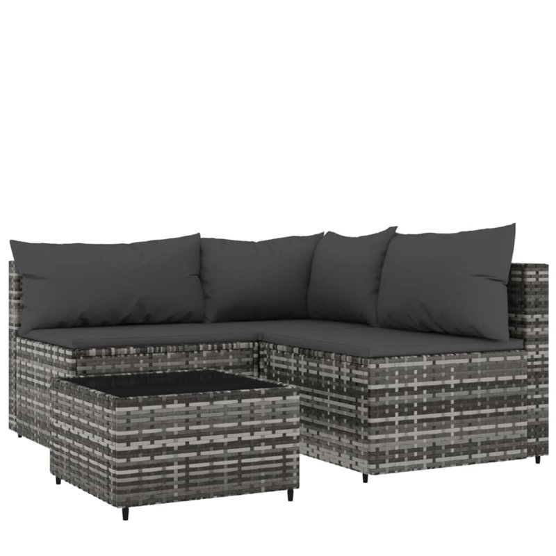 3 - Person Patio Conversation Set with Cushions, Gray, Blue