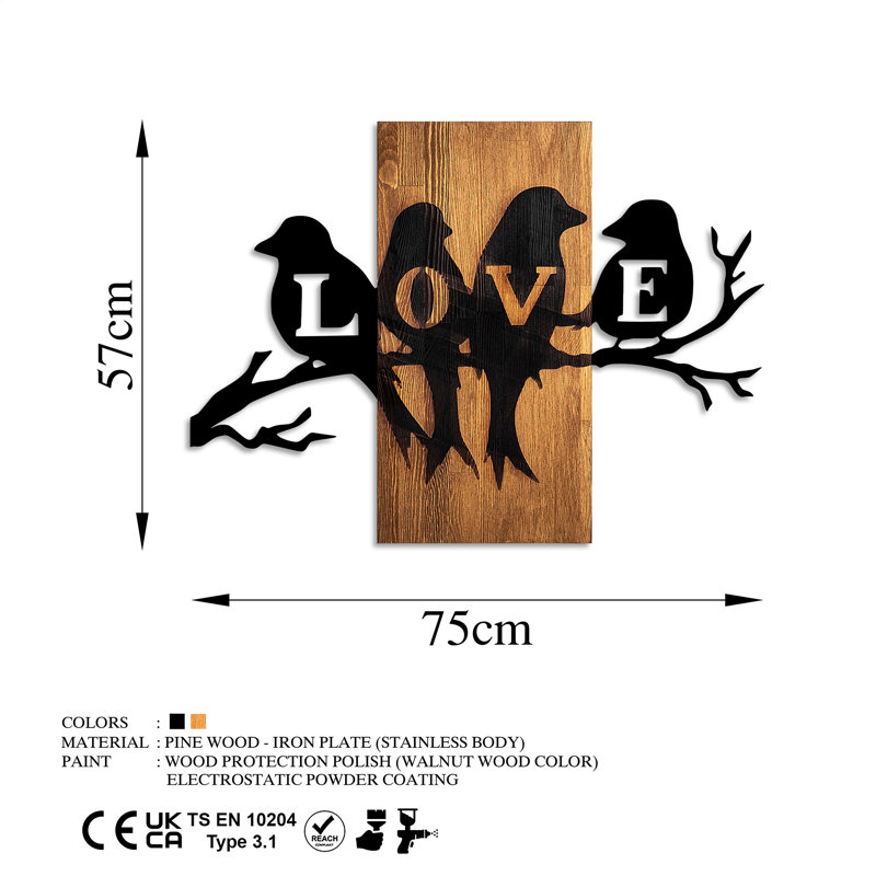 Elegant Decorative Wooden Wall Accessory, 22.4 x 29.5 inches | 100% Solid Wood with Walnut Finish & Black Accents, 0.8 inches Thick | Durable Metal Hanger Included | Unique Natural Variations in Color & Texture