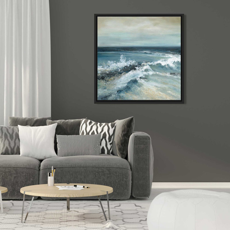 Converging Waves par Carol Robinson - Peinture, L 27,5 po x H 27,5 po, Toile noire