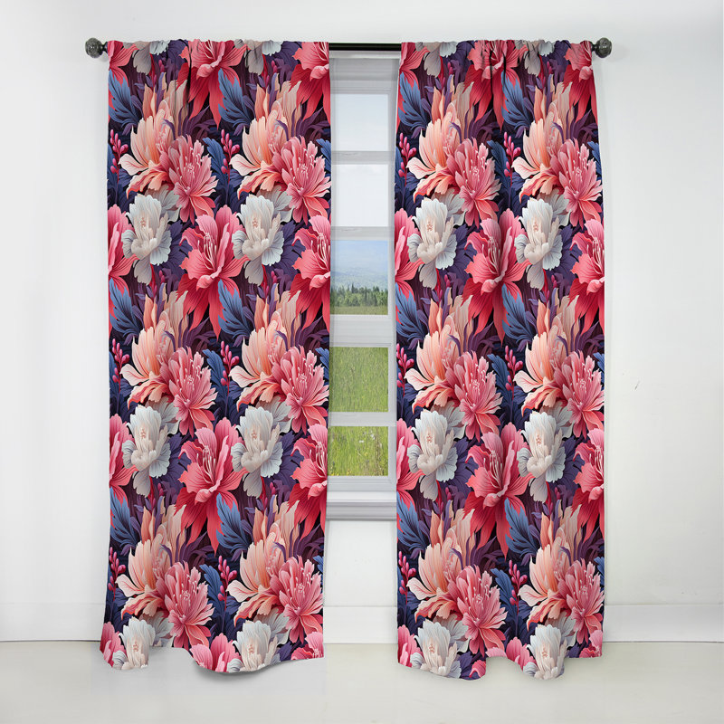 Corail Mirage Vii - motif tropical I - Rideau floral - Rideau occultant floral - 1 panneau, L 52 po x L 120 po