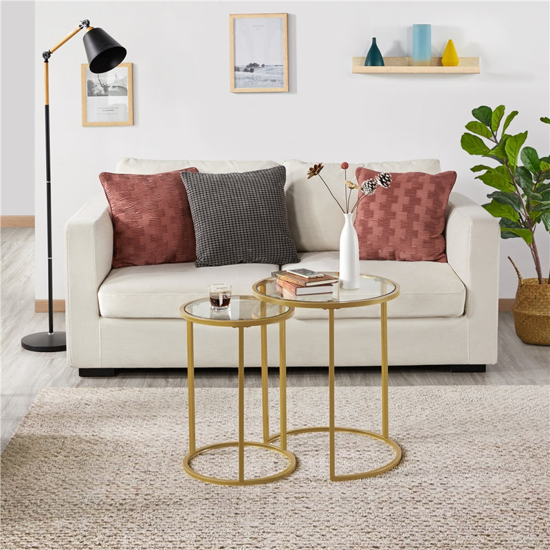  2 Piece Nest of Tables, Gold
