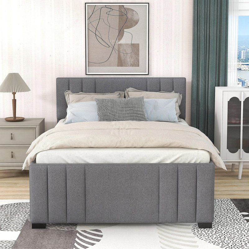 Lit plateforme tapissier avec lit gigogne