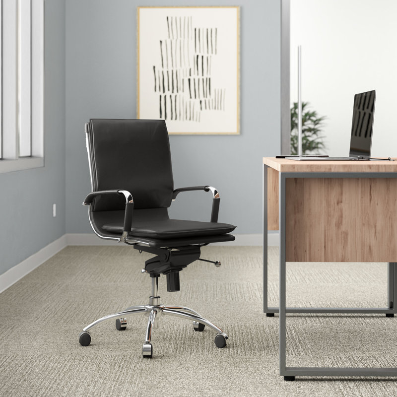 Chaseton Conference Chair, Black Faux Leather, Chrome