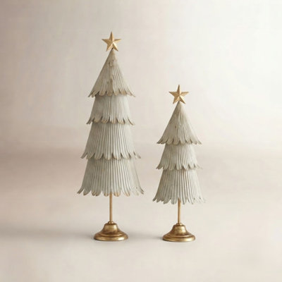 2-Piece Rustic Gold Tabletop Tree Set