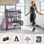Support à 4 niveaux pour haltères, support de poids réglable pour haltères, tapis de yoga Kettlebells, support de rangement pour gymnase à domicile avec roues et crochets, noir