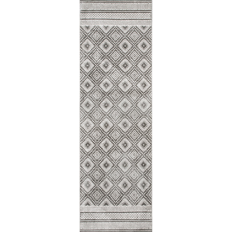 Tapis gris tissé à la machine Bonifacio, Tapis de couloir 2 pi 6 po x 8 pi