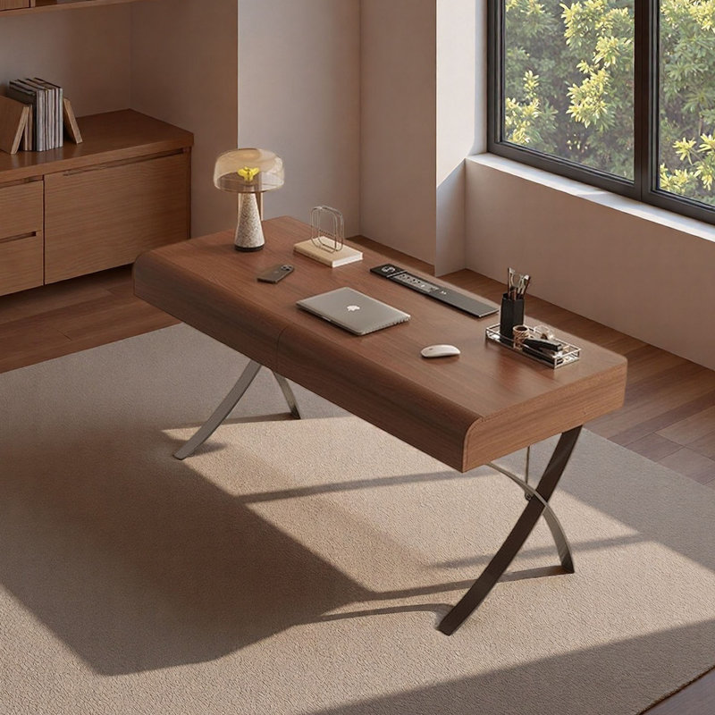 Modern Minimalist Walnut Desk, 29.5" H x 55.1" W x 23.6" D