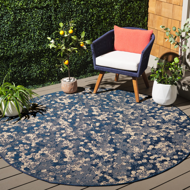 Eliese Performance Abstract Indoor/Outdoor Area Rug, Round 6'7"