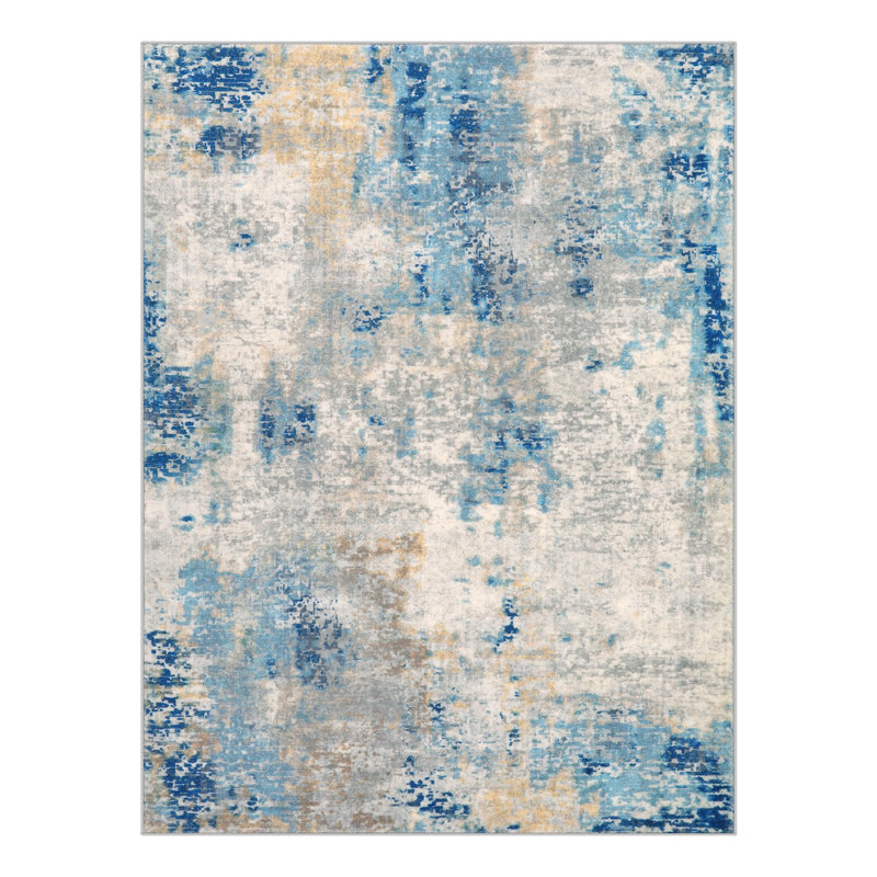 Tapis lavables abstraits modernes pour la chambre à coucher Kayo, Rectangle 9 pi x 12 pi