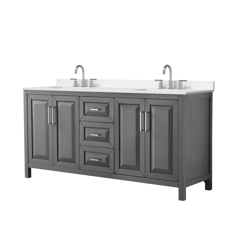 Daria 72'' W Vanity, Polished Chrome, Gray, Giotto Quartz