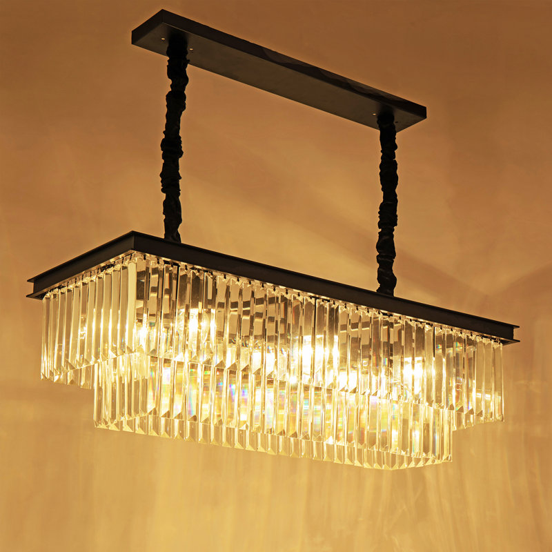 Geboe 6 - Light Crystal and Iron Dimmable Kitchen Island Square / Rectangle Chandelier