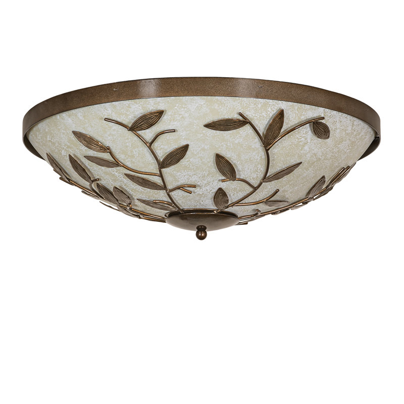 3 - Light Flush Mount, Antique Hammered Gold