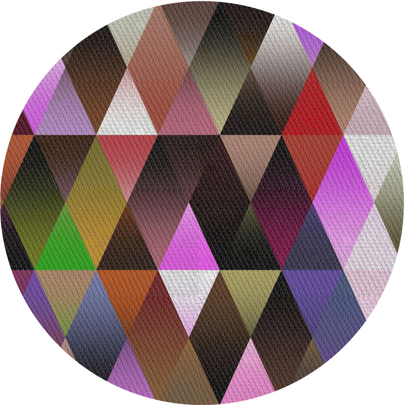 Tapis jaune / bleu / orange, Rond 8 pi
