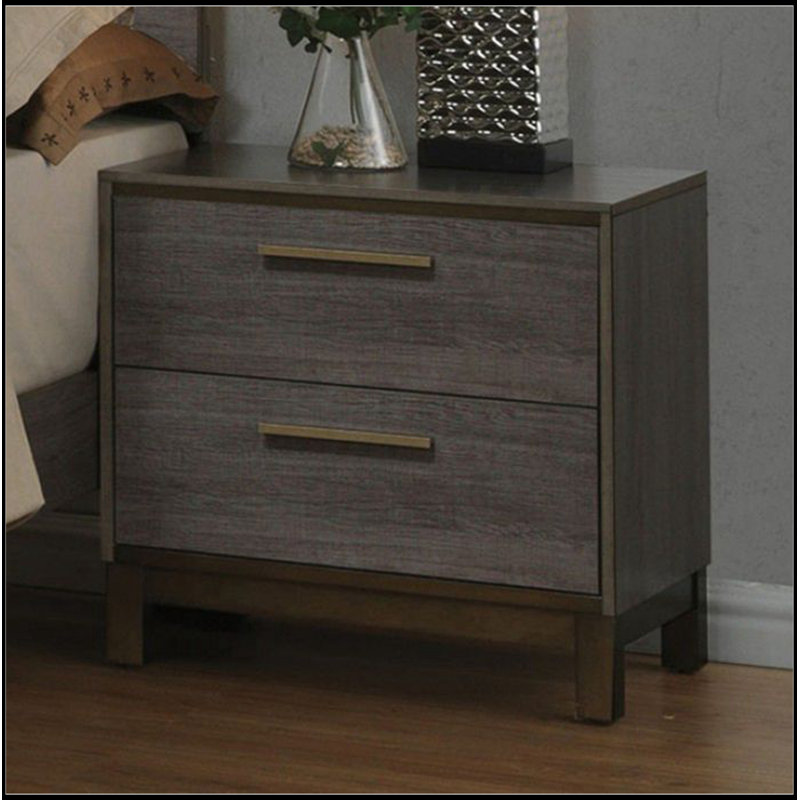 Table de chevet contemporaine 1 pièce deux tons gris antique mobilier de chambre