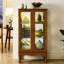 Cabinet Curio avec tablettes réglables et panneau arrière en miroir, portes en verre trempé (3 niveaux) (ampoule E26 non incluse)-436039451