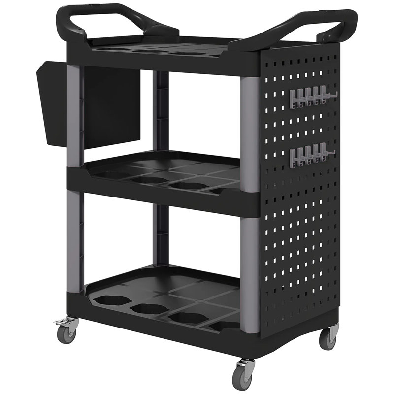 3-Tier Rolling Tool Cart, Black/Light Gray