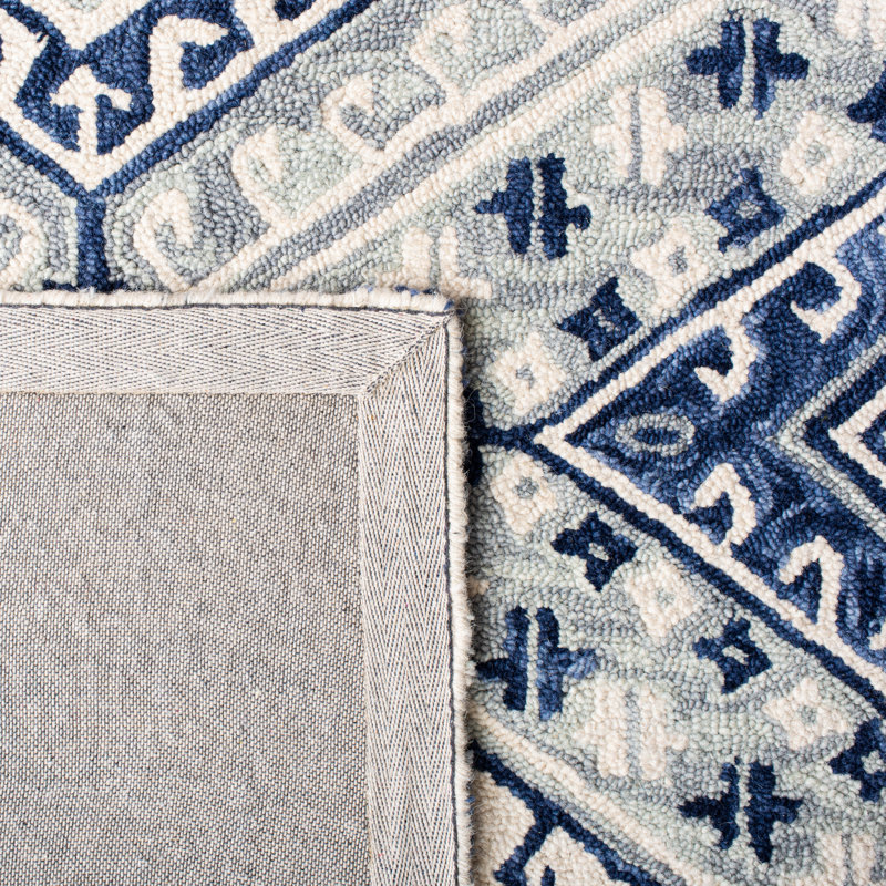 Tapis gris / bleu marine en laine touffeté à la main Vahakn, Rectangle 3 pi x 5 pi