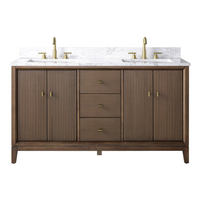 60" Double Bathroom Vanity with Engineered Marble Top