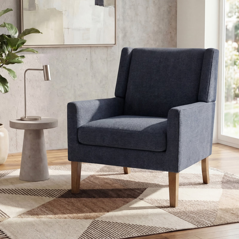 Fauteuil à oreilles Ayran, Tissu bleu