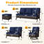Ensemble de 6 pièces de patio en osier de patio avec canapés, 2 chaises pivotantes, 2 repose-pieds et coussin bleu-1287710160-1287710162
