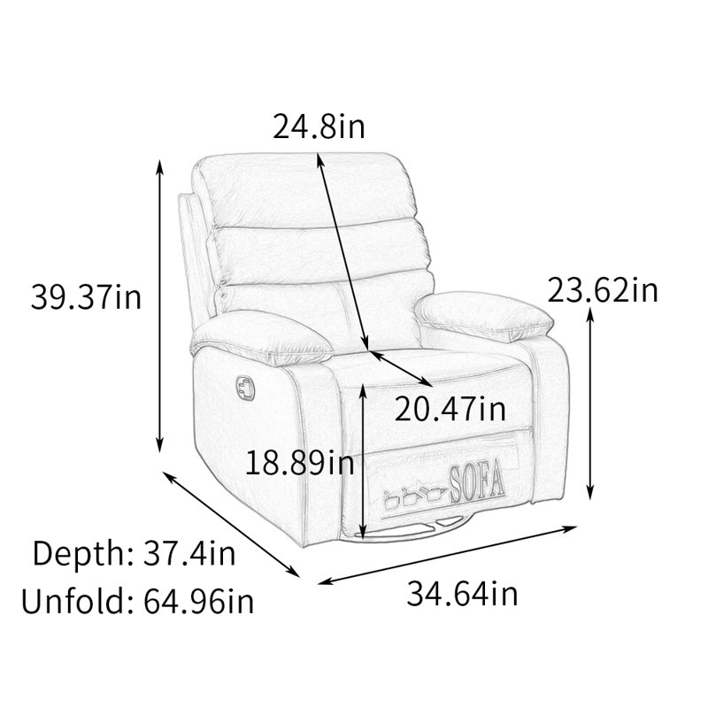 Modern Faux Leather Casual Functional Recliner, Cyan