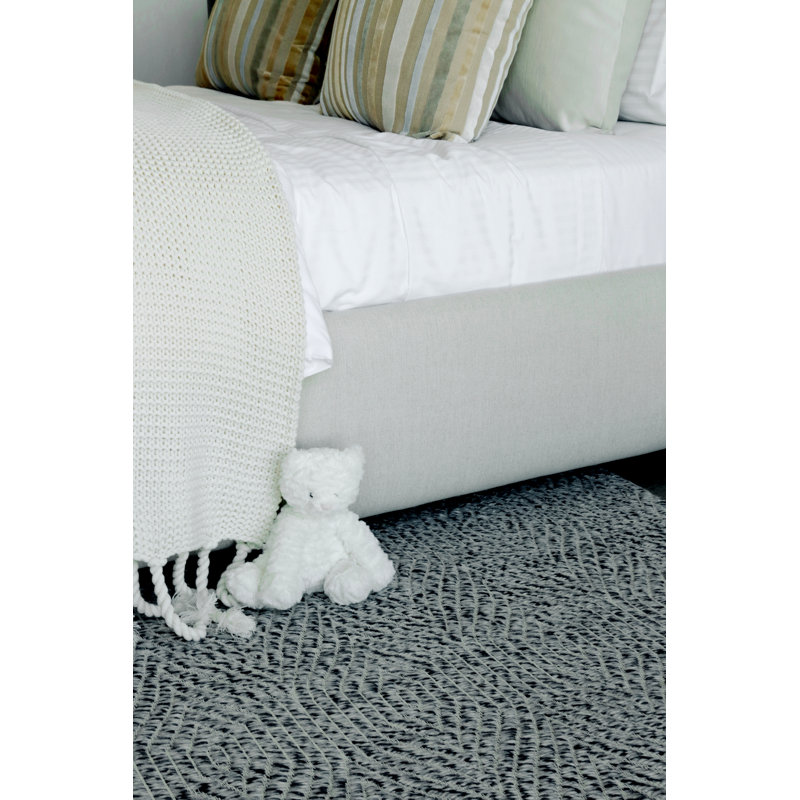Woven Earth Wool Geometric Area Rug in Silver, Rectangle 10' x 14'