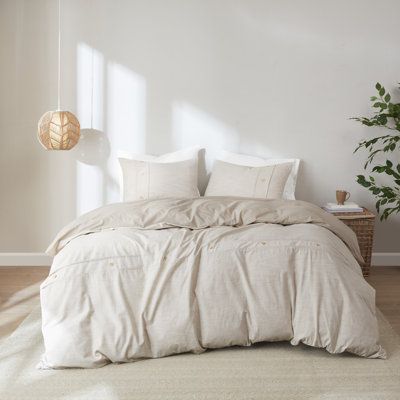 Dover Natural Organic Cotton Oversized 3-Piece King/Cal King Duvet Cover Set
