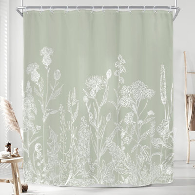 Rideau de douche Sage Green Floral Wildflower