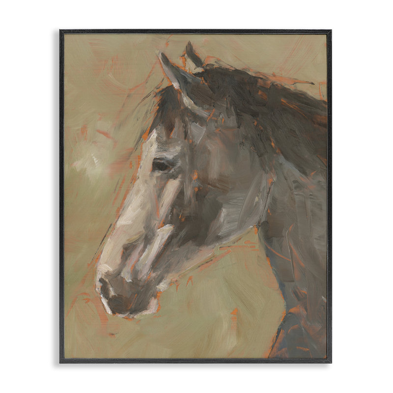  «Neutral Brown Horse», estampe numérique par Ethan Harper, H 30 po x l 24 po, Giclée encadrée noir minuit
