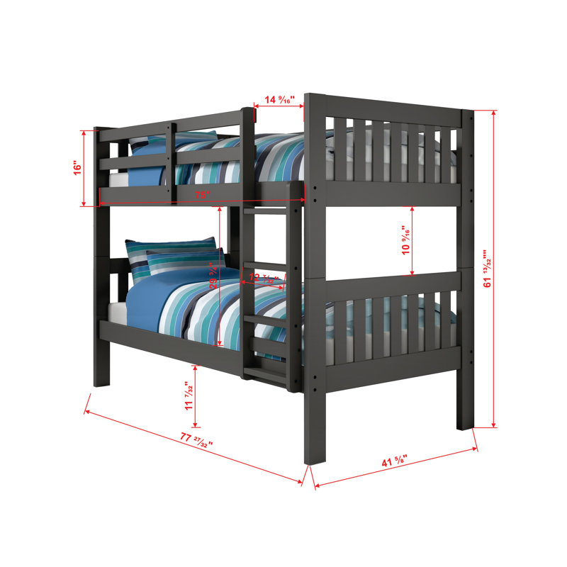 Dubbo Solid Wood Standard Bunk Bed with Trundle by Harriet Bee, Twin Over Twin