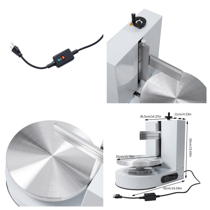Professional Cake Frosting Machine with LCD Touch Control – Adjustable 4-12” Cakes, 320 RPM Motor, Commercial-Grade, White