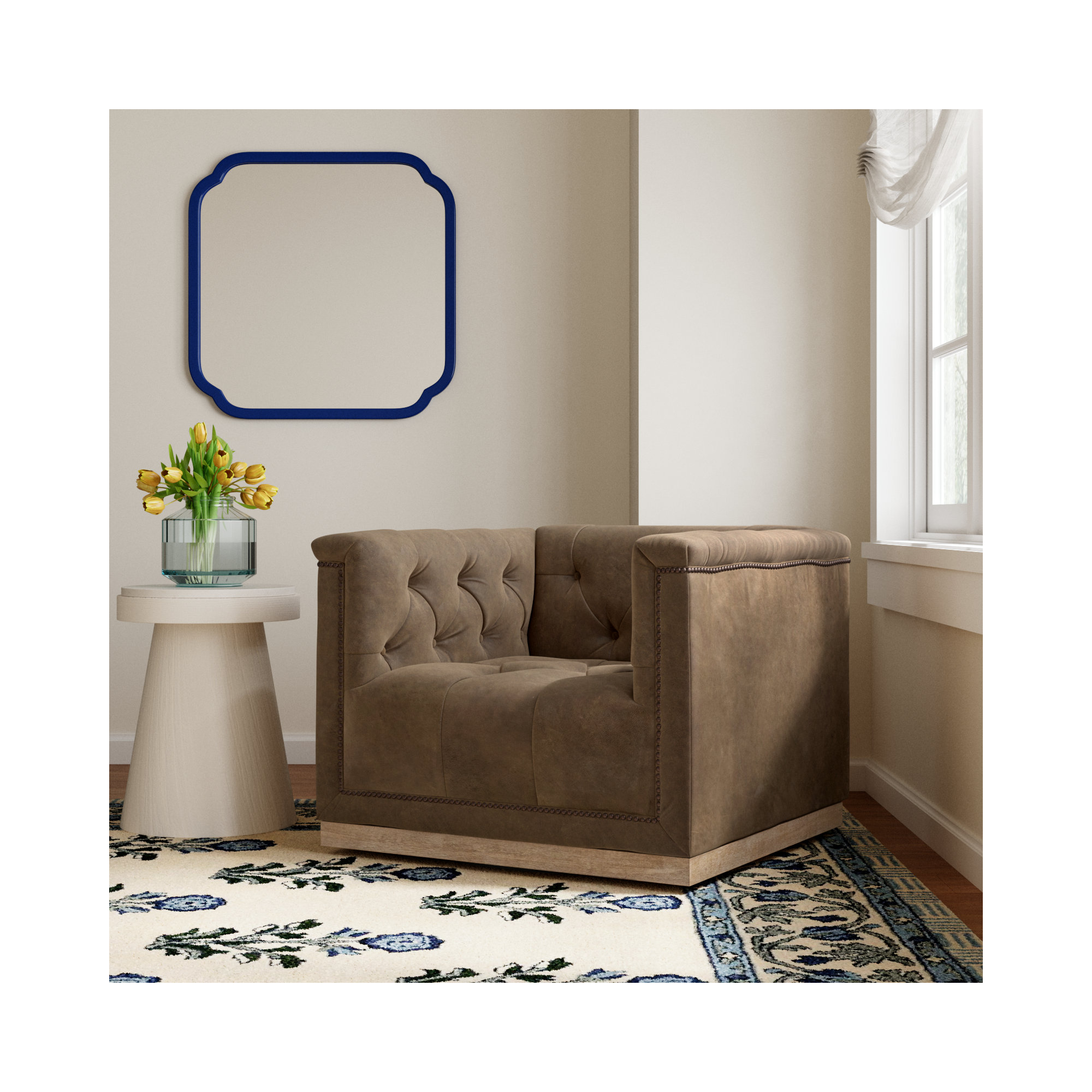 Byer Upholstered Swivel Accent Chair, Umber Gray