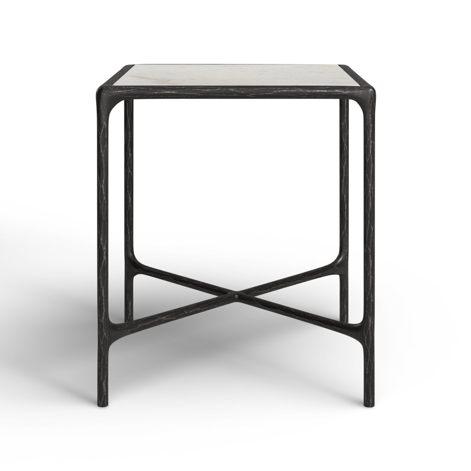 Evelynn End Table, Black, White Marble
