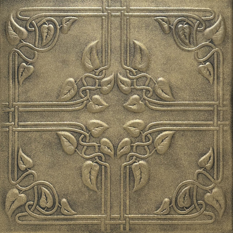 Tuile de plafond en polystyrène collé 1,6 pi x 1,6 pi Ivy Leaves, Or antique
